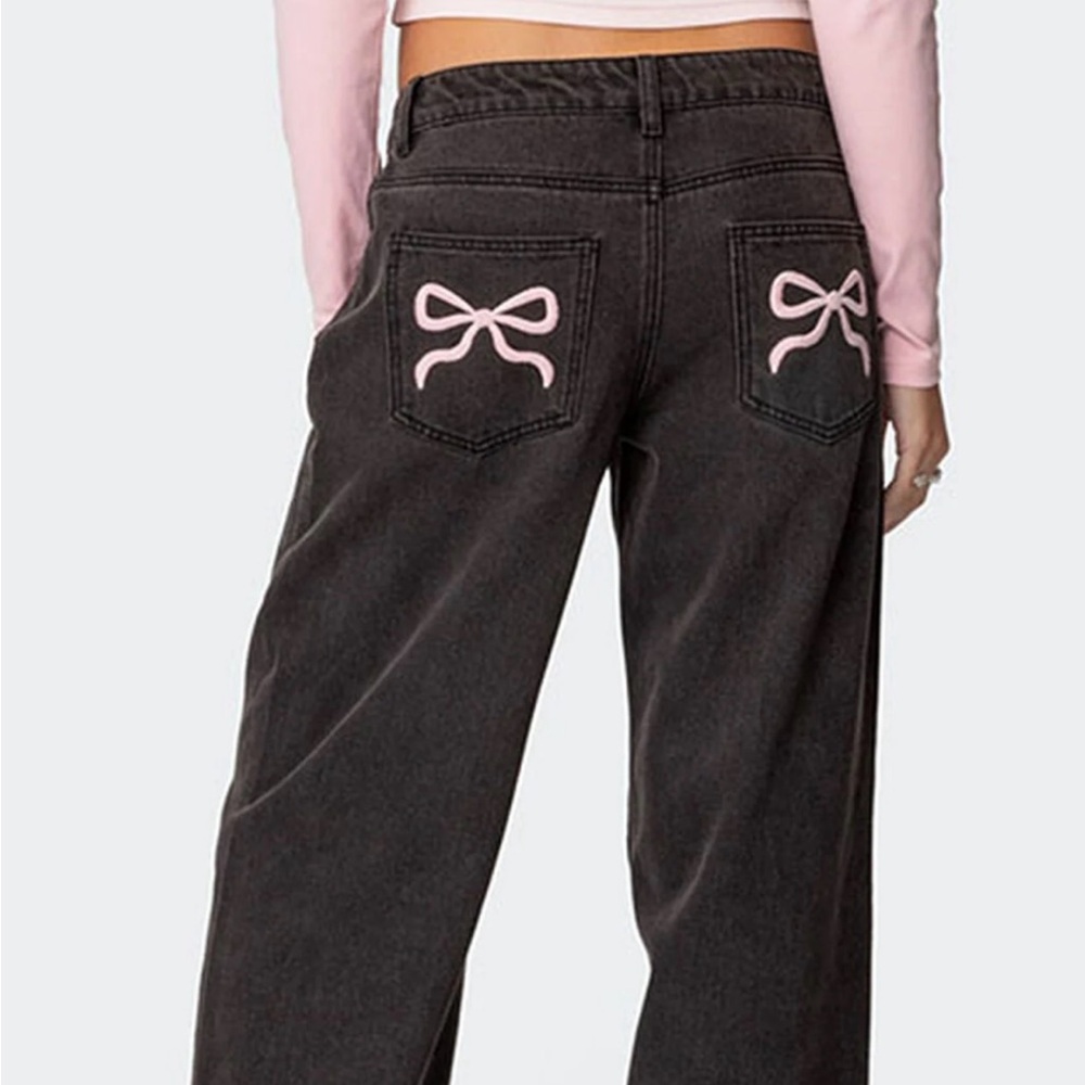 PacSun black denim bow jeans